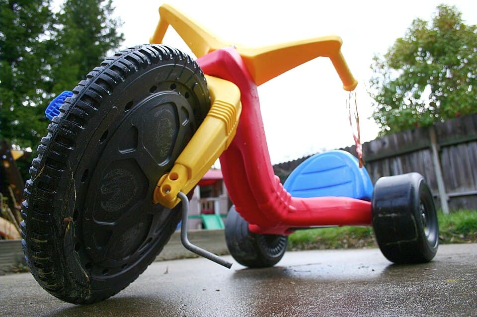 Big Wheel tricycle with oversized front wheel