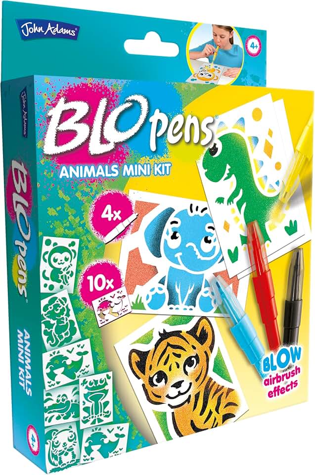 BLOPENS airbrush blow pens activity kit with stencils