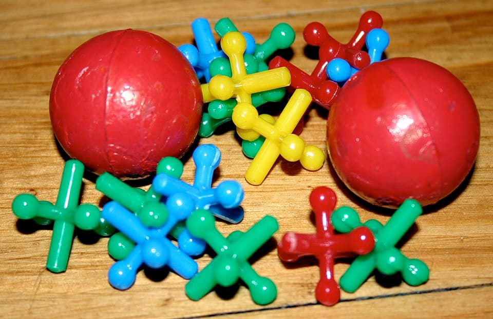 Vintage metal jacks game set