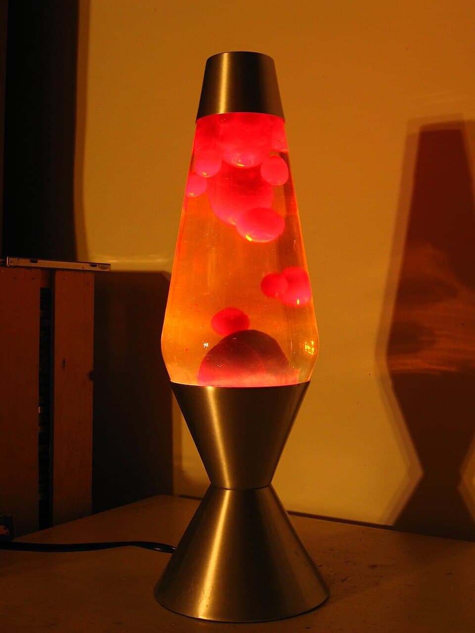 A full view of a lava lamp