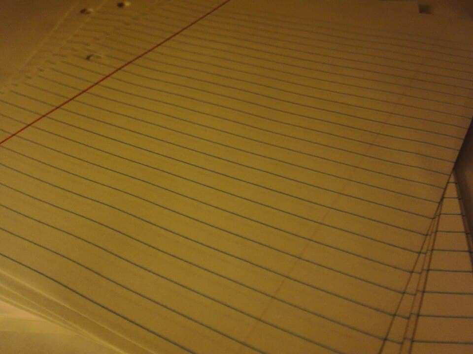 Sheets of wide-ruled loose-leaf paper
