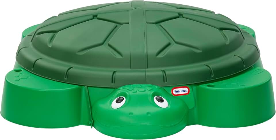 Little Tikes green turtle sandbox with shell lid
