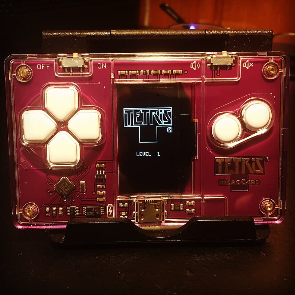 Tetris MicroCard, a modern handheld version.