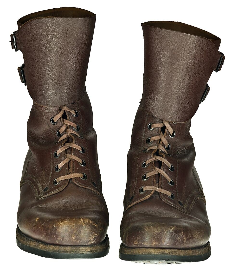 Pair of brown leather lace-up combat boots