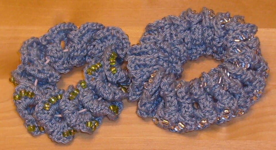 Pair of crocheted scrunchies
