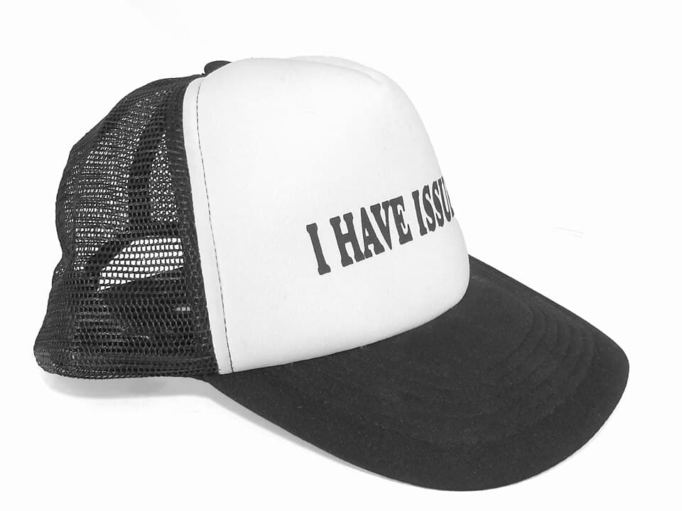 Black and white mesh trucker hat
