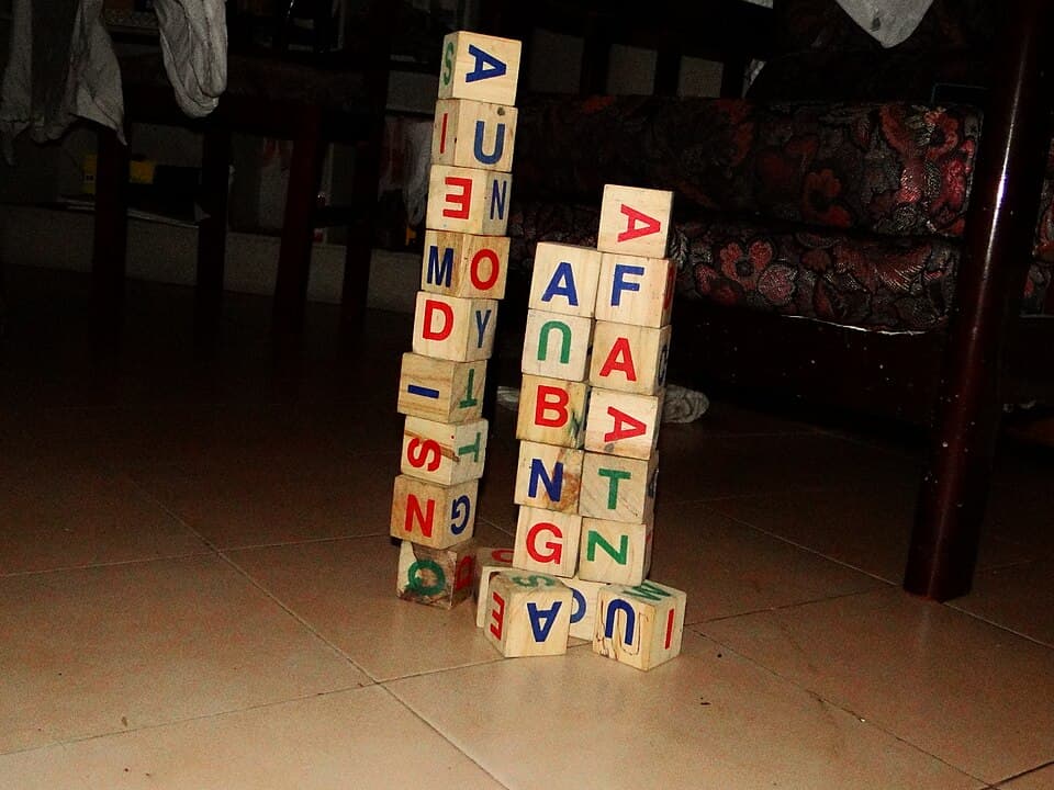 Wooden Alphabet Blocks — A pile of alphabet wooden blocks